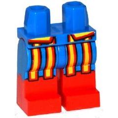 Hips and Red Legs with Blue Pants and Red and Yellow Stripes Pattern - Part - 970c05pb10 - Blue - used - Qty:1