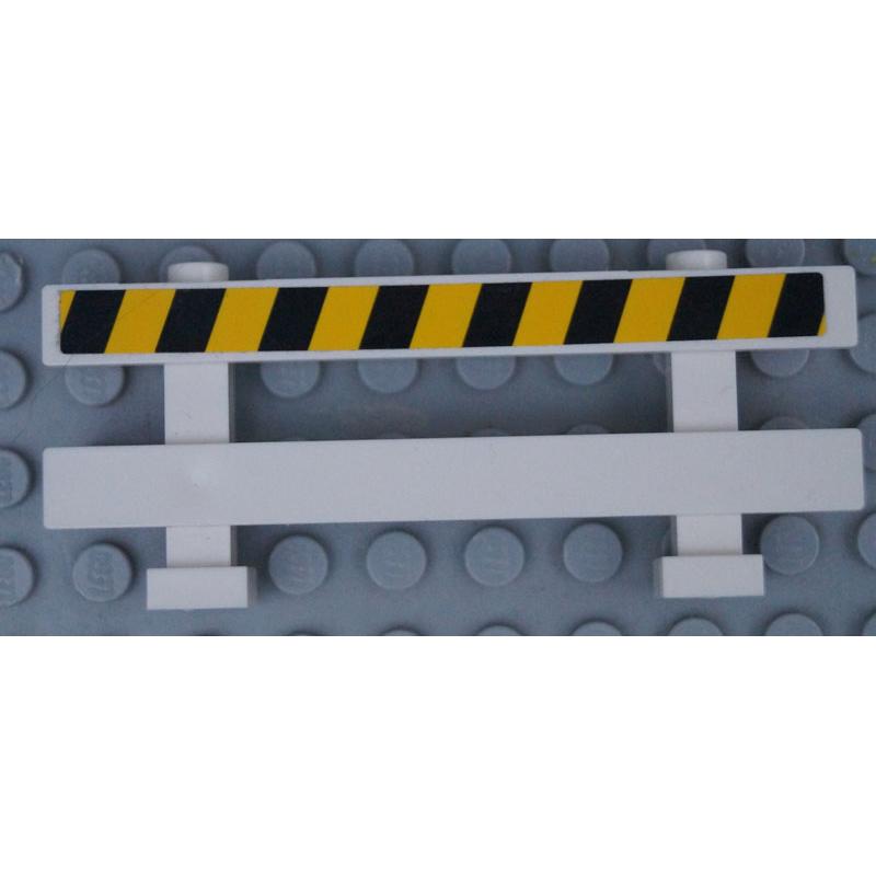 Fence 1 x 8 x 2 2/3 with Black and Yellow Danger Stripes Pattern (Sticker) - Set 60138 - Part - 6079pb08 - White - used - Qty:1