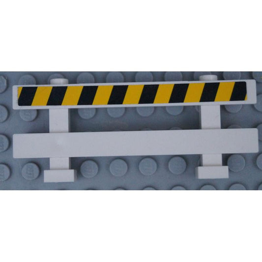 Fence 1 x 8 x 2 2/3 with Black and Yellow Danger Stripes Pattern (Sticker) - Set 60138 - Part - 6079pb08 - White - used - Qty:1