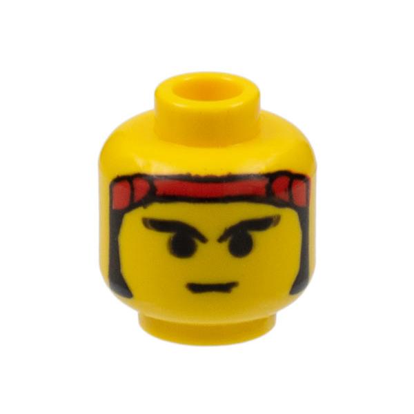 Minifigure Head Male Eyebrows Sideburns and Red Bandana Pattern - Part - 3626px6 - Yellow - used - Qty:1
