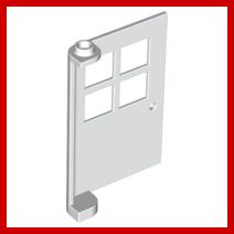 Door 1 x 4 x 5 with 4 Panes - Part - 3861 - White - used - Qty:2