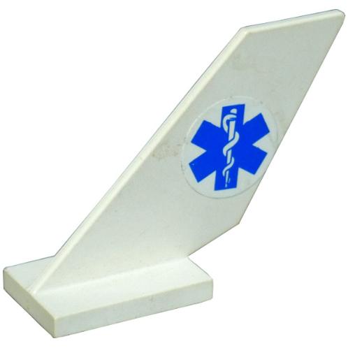 Tail Shuttle with EMT Star of Life (White Snake) Pattern on Both Sides (Stickers) - Set 7903 - Part - 6239pb031 - White - used - Qty:1