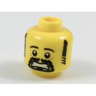 Minifigure Head Black Eyebrows Sideburns and Goatee Scared Pattern - Part - 3626pb1937 - Yellow - used - Qty:1