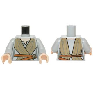 Torso SW Female Outline Open Neck Shirt Dark Tan Tied Robe Dark Orange Belt Pattern / Light Bluish Gray Arms / Light Nougat Hands - Part - 973pb2118c01 - Light Bluish Gray - used - Qty:1