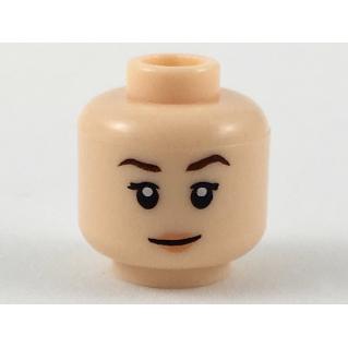 Minifigure Head Female Dark Brown Eyebrows Nougat Lips Pattern - Part - 3626pb2193 - Light Nougat - used - Qty:1