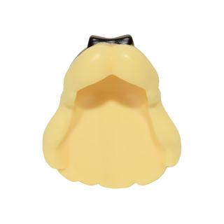 Minifigure Hair Female Long with Center Part and Black Ribbon Tied in Bow Pattern (Alice) - Part - 24797pb01 - Bright Light Yellow - used - Qty:1