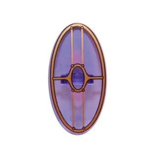 Minifigure Shield Elliptical with SW Gungan Patrol Shield Pattern (Undetermined Type) - Part - 92747pb01 - Trans-Purple - used - Qty:1