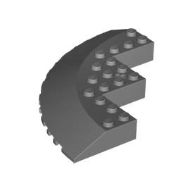 Brick Round Corner 10 x 10 with Slope 33 Edge Axle Hole Facet Cutout - Part - 58846 - Dark Bluish Gray - used - Qty:2