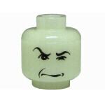 Minifigure Head Male HP Snape with Arched Eyebrow and Squint Pattern - Part - 3626pb0002 - Glow In Dark Opaque - used - Qty:1