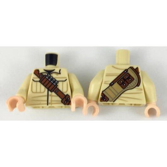 Torso Shirt with Pockets Reddish Brown Shoulder Belt with Shells and Pouches Dark Tan Rifle Holster on Back Pattern / Tan Arms / Light Nougat Hands - Part - 973pb3178c01 - Tan - used - Qty:1