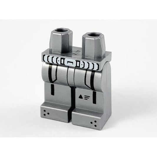 Hips and Legs with Light Bluish Gray Belt Thick Black Vertical Lines and Dots on Feet Pattern - Part - 970c00pb1169 - Flat Silver - used - Qty:1
