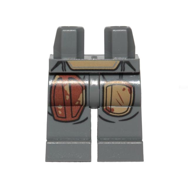Hips and Legs with SW Mandalorian Armor Reddish Brown and Tan Patches Pattern - Part - 970c00pb1020 - Dark Bluish Gray - used - Qty:1