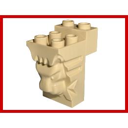 Brick Modified 2 x 3 x 3 with Cutout and Lion Head - 6 Hollow Studs - Part - 30274 - Tan - used - Qty:1