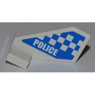 Tail Shuttle Small with 'POLICE' and Blue and White Checkered Pattern on Both Sides (Stickers) - Set 4440 - Part - 44661pb018 - White - used - Qty:1