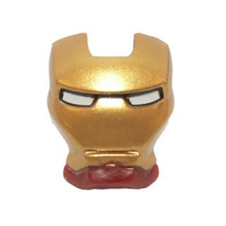 Minifigure Visor Top Hinge with Gold Face Shield and White Eyes Pattern - Part - 10908pb01 - Dark Red - used - Qty:1