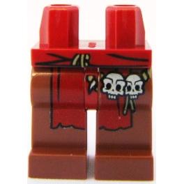 Hips and Reddish Brown Legs with Dark Red Loincloth and Skulls Pattern - Part - 970c88pb04 - Dark Red - used - Qty:1