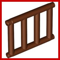 Bar 1 x 4 x 3 Grille with End Protrusions - Part - 62113 - Reddish Brown - used - Qty:4