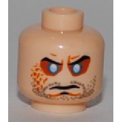 Minifigure Head Beard Stubble Cleft Chin Evil Eyes Arched Eyebrows Pattern - Part - 3626pb0423 - Light Nougat - used - Qty:1