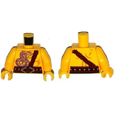 Torso Bare Chest Muscles Dark Purple Snake Tattoo Copper Snake Buckle Dark Red Shoulder Strap Scar on Back Pattern / Yellow Arms / Yellow Hands - Part - 973pb1961c01 - Yellow - used - Qty:1
