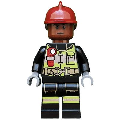 Firefighter - Dark Red Fire Helmet Reddish Brown Head Reflective Stripes - Minifigure - New