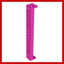 Support 2 x 2 x 13 with 5 Pin Holes - Part - 91176 - Dark Pink - used - Qty:3