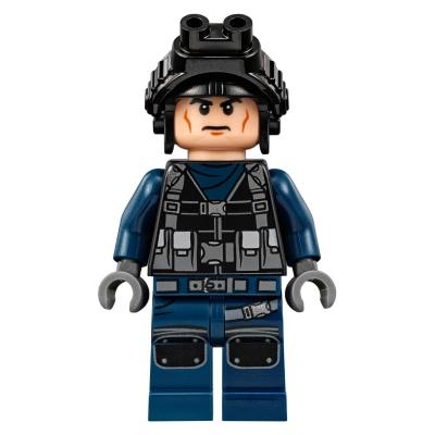 ACU Guard - Male Black Aviator Cap with Black Night Vision Goggles Light Nougat Head - Minifigure - New