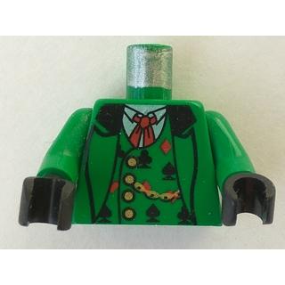Torso Western Bandit Card Suit Vest and Gold Fob Pattern / Green Arms / Black Hands - Part - 973px55c01 - Green - used - Qty:1
