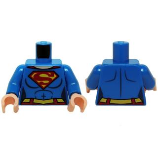 Torso Shirt with Female Outline Belt and Red and Yellow Superman 'S' Logo Pattern / Blue Arms / Light Nougat Hands - Part - 973pb1837c01 - Blue - used - Qty:1