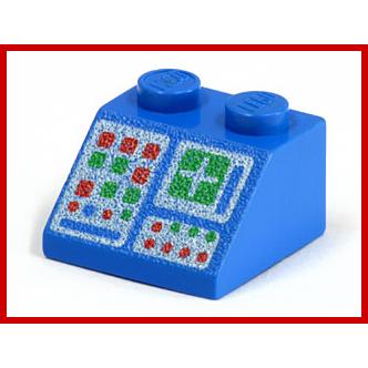 Slope 45 2 x 2 with Computer Panel Pattern - Part - 3039p34 - Blue - used - Qty:2