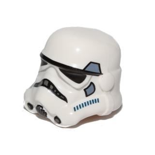 Minifigure Headgear Helmet SW Stormtrooper 2 Chin Holes Dark Blue and Sand Blue Pattern - Part - 30408pb06 - White - used - Qty:1
