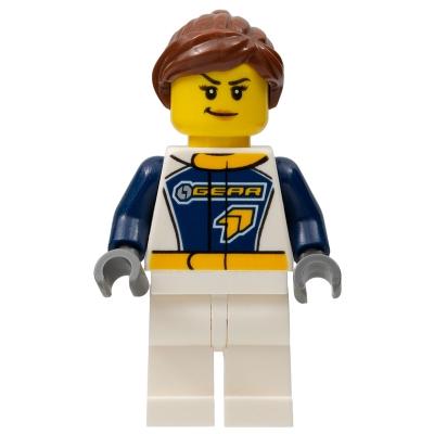 Dragster Transport Truck Driver GEAR Logo - Minifigure - Used