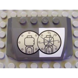 Wedge 4 x 6 x 2/3 Triple Curved with GC Bank Logo Pattern (Sticker) - Set 7781 - Part - 52031pb001 - Dark Bluish Gray - used - Qty:1