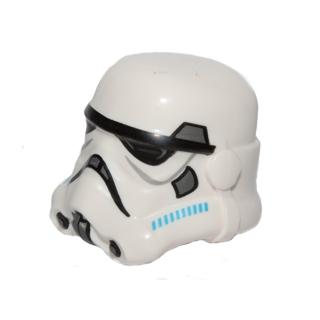 Minifigure Headgear Helmet SW Stormtrooper 2 Chin Holes Dark Azure and Dark Bluish Gray Pattern (Rebels Cartoon Style) - Part - 30408pb09 - White - used - Qty:1
