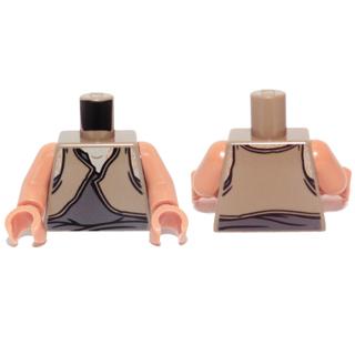 Torso SW Gungan Dark Bluish Gray / Light Brown Shirts Front and Back Pattern / Nougat Arms / Nougat Hands - Part - 973px59bc01 - Dark Tan - used - Qty:1