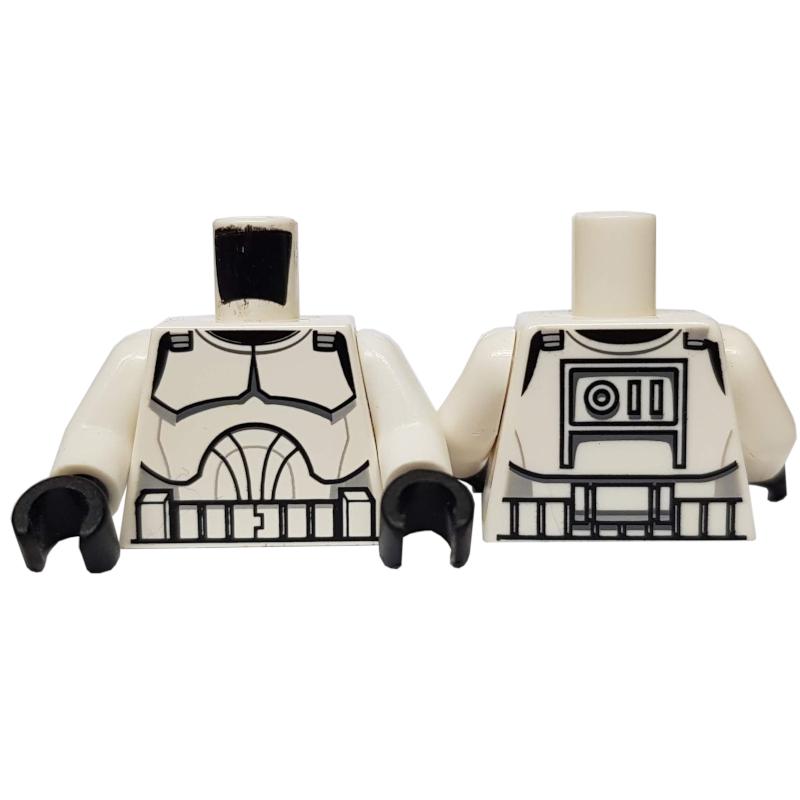 Torso SW Armor Clone Trooper Pattern (Clone Wars) / White Arms / Black Hands - Part - 973pb0510c01 - White - used - Qty:1