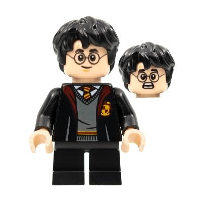 Harry Potter - Gryffindor Robe Open Black Short Legs Grin / Scared Head - Minifigure - New