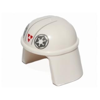 Minifigure Headgear Helmet SW Imperial Pilot with Dark Bluish Gray Imperial Logos Red Triangles and Light Bluish Gray Lines Pattern - Part - 57900pb01 - White - used - Qty:1