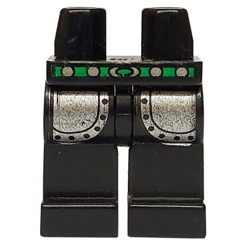 Hips and Legs with Castle Knights Kingdom Leg Armor Green and Silver Belt Pattern - Part - 970c00pb0014 - Black - used - Qty:1