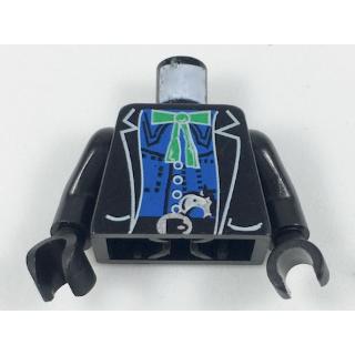 Torso Western Bandit Jacket over Blue Shirt Green String Tie with Bow Gun in Belt Pattern / Black Arms / Black Hands - Part - 973px54c01 - Black - used - Qty:1