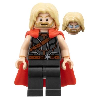 Thor - Flexible Rubber Cape Pearl Dark Gray Legs Tousled Hair - Minifigure
