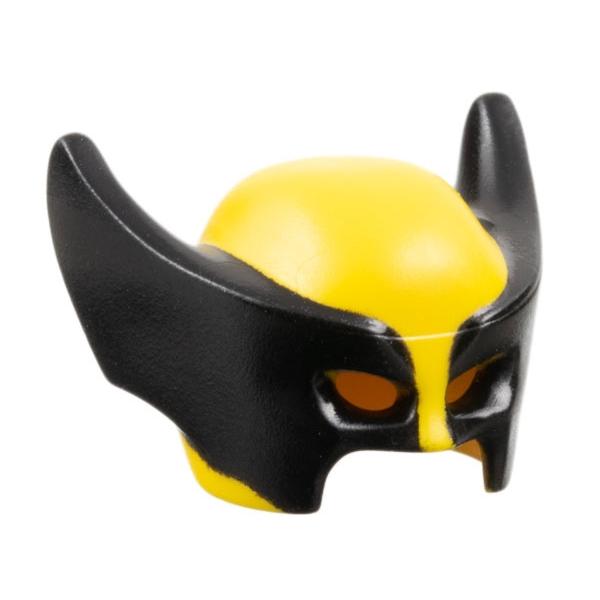 Minifigure Headgear Mask Wolverine with Black Pointed Sides Pattern - Part - 17018pb01 - Yellow - used - Qty:1