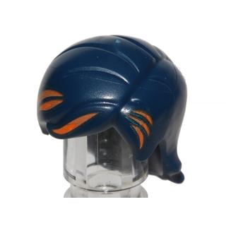 Minifigure Hair Female Mid-Length with Side Part and Orange Hair Highlights Pattern (SW Sabine Wren) - Part - 18858pb01 - Dark Blue - used - Qty:1