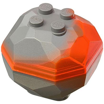 Rock 4 x 4 Octagonal Boulder with Marbled Trans-Neon Orange Pattern (30293pb01 / 30294pb01) - Part - 30294c01pb01 - Dark Bluish Gray - used - Qty:1