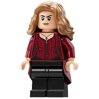 The Scarlet Witch (Wanda Maximoff) - Plain Legs Medium Nougat Hair Dark Red Cloth Skirt - Minifigure