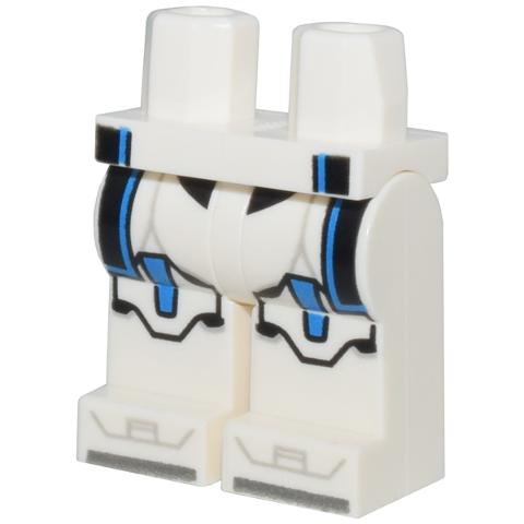 Hips and Legs with Black Kama Ends Blue Knee Pads and Silver Toes Pattern - Part - 970c00pb1562 - White - used - Qty:1