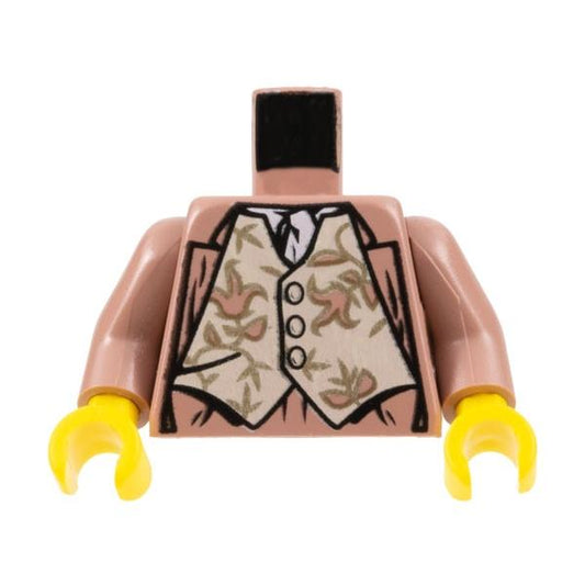 Torso Harry Potter Gilderoy Tan Vest Pattern / Sand Red Arms / Yellow Hands - Part - 973pb0160c01 - Sand Red - new - Qty:1