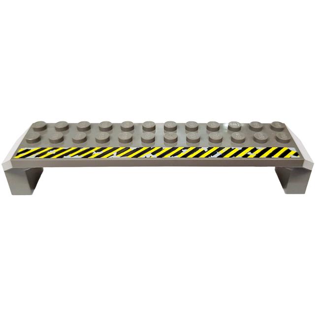 Arch 2 x 14 x 2 1/3 with Black and Yellow Danger Stripes Pattern - Part - 30296px1 - Dark Gray - used - Qty:1