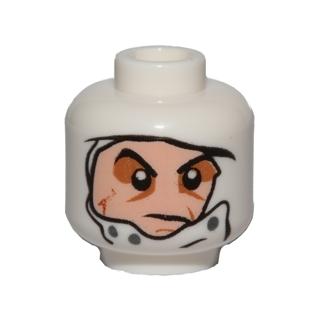 Minifigure Head Male Head Wrap with Light Nougat Face Dark Bluish Gray Buttons Dark Orange Scar and Medium Nougat Eye Shadow Pattern (SW Dengar) - Part - 3626pb1624 - White - used - Qty:1