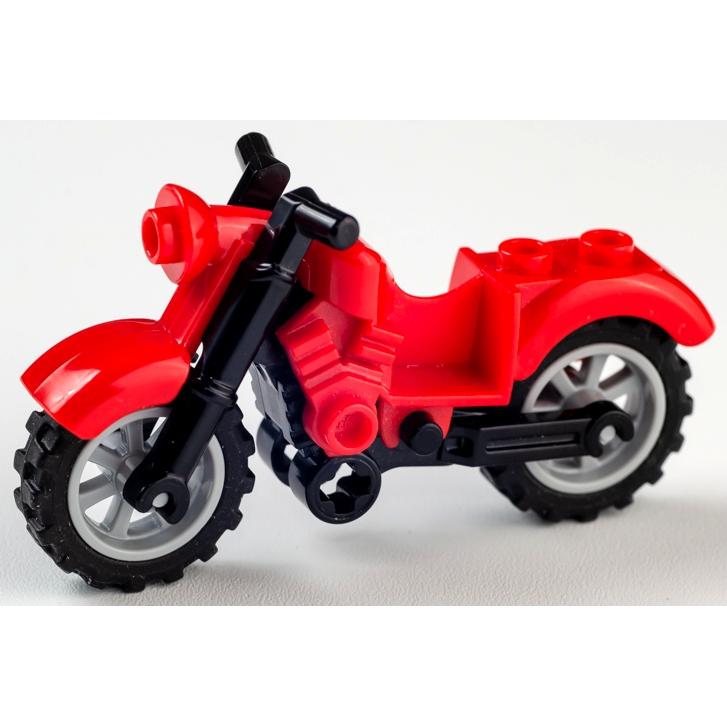 Motorcycle Vintage with Black Chassis and Light Bluish Gray Wheels - Part - 85983c01 - Dark Green - used - Qty:1