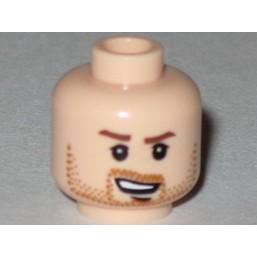 Minifigure Head Male Reddish Brown Eyebrows Medium Nougat Beard Stubble Chin Dimple and Open Mouth Lopsided Grin Pattern - Part - 3626pb0382 - Light Nougat - used - Qty:1